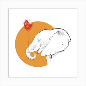 Elephant With Balloon Art Print
