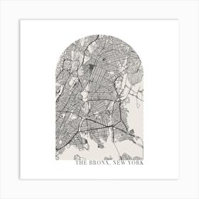 The Bronx New York Boho Minimal Arch Street Map Art Print