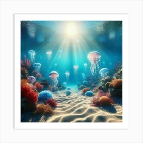 Jellyfish In The Sea Art Print