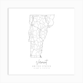 Vermont Minimal Street Map Square Art Print