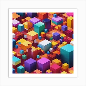 Abstract Cubes Art Print