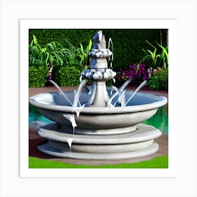 Fountain In The Garden 1 Art Print