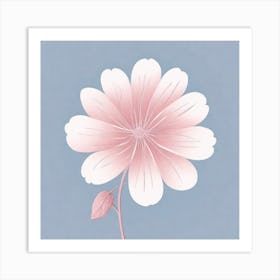 A White And Pink Flower In Minimalist Style Square Composition 735 Art Print