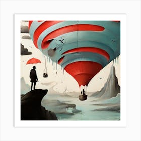 Red Balloon In The Sky Art Print