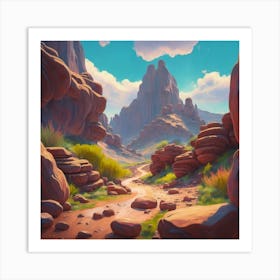 Landscape of valley rocks 4 Art Print