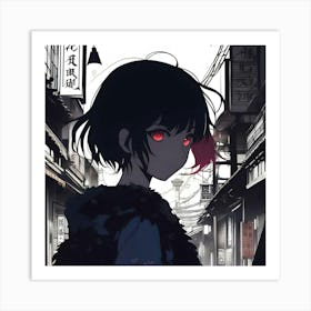 Anime Girl With Red Eyes Art Print