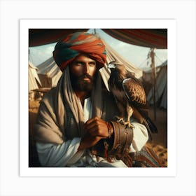 Bedouin With Hawk 1 Art Print