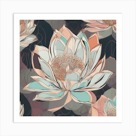 Lotus Flower Seamless Pattern 2 Art Print