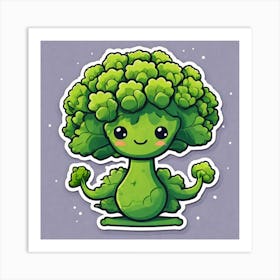 Kawaii Broccoli 1 Art Print