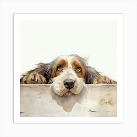 Dog Looking Over A Fence 2 Art Print