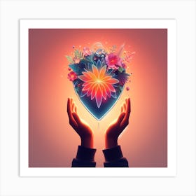 Heart With Flowers Art Print