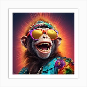 Monkey In Sunglasses Art Print