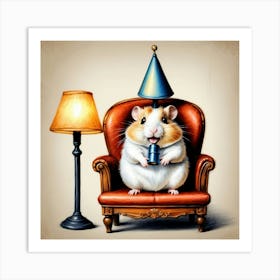 Hamster In A Party Hat 1 Art Print