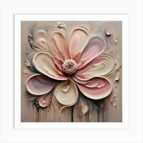 Abstract Pink And Beige Flower Design Art Print