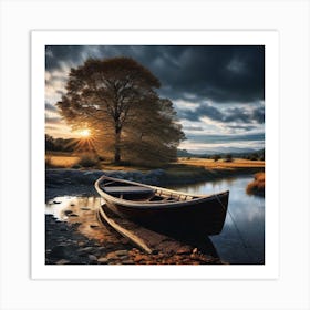 Boat In The River Art Print