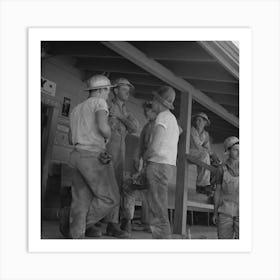 Untitled Photo, Possibly Related To Shasta Dam, Shasta County, California, Workman On The Porch Of The Art Print