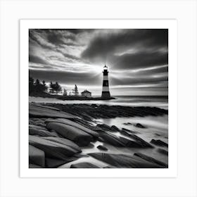 Lighthouse At Dusk 1 Art Print