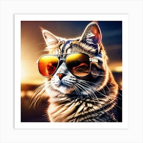 Cat In Sunglasses 23 Art Print