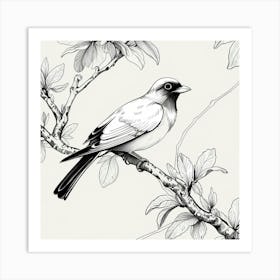 Bird Perched On Branch Art Print