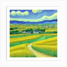 Quiet Homestead Tranquility in the Countryside Field Of Wheat Art Print