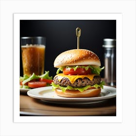 Hamburger And Beer 5 Art Print