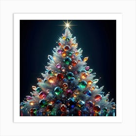 Christmas Tree With Colorful Glass Baubles Art Print