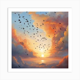 Birds At Sunset Art Print