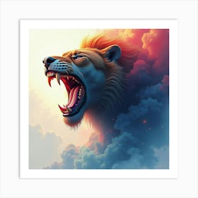 Titan S Roar Echoing In A Colorful Watercolor Storm 1 Art Print