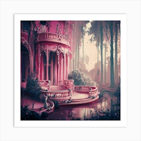 Pink House In The Forest Art Print