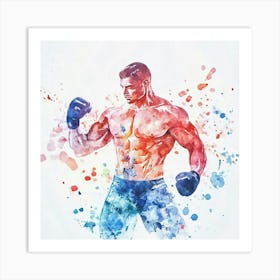 Watercolor Of Boxer Art Print