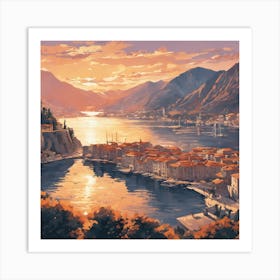 Kotor harbour 1 Art Print