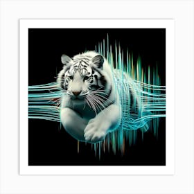 White Tiger Jump A Soundwave Creative Illustration Art Print