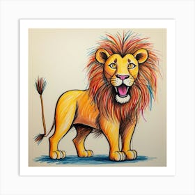 Lion Drawing 16 Art Print