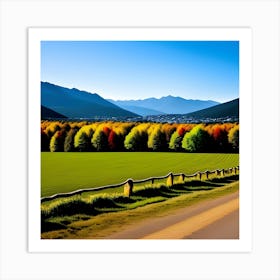 Autumn Road In New Zealand Art Print