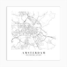 Amsterdam Netherlands Street Map Minimal Square Art Print