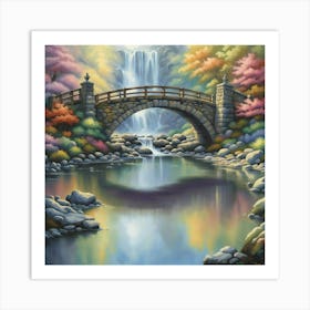 bridge and waterfall Art Print