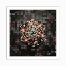 Vintage Pink Clover Flower Wreath on Dot Bokeh Pattern n.0587 Art Print
