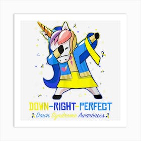 Down Syndrome Awareness Unicorn Yellow Blue Ribbon Art Print