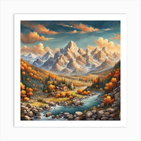 Autumn Mountain Valley Art Print