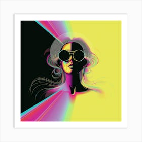 Psychedelic , Trippy , Woman with Shades, Looking Though The Universe Art Print