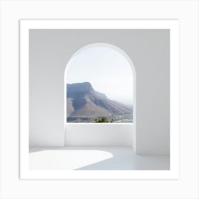 Arched Window With Mountain View Art Print