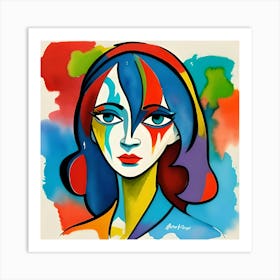 Girl With Colorful Face Art Print