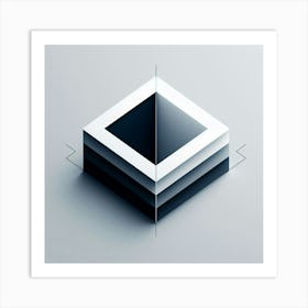 Abstract Black And White Cube Art Print