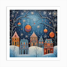 Fairy Christmas Village 1 Art Print