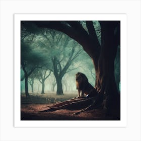 Lion In The Forest Art Print