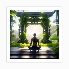 Meditating Woman In The Forest Art Print