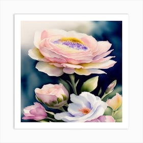 Pink Roses In A Vase Art Print