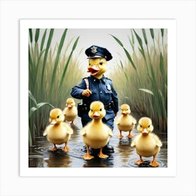 Police Ducks Art Print