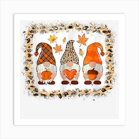 Funny Thanksgiving Gnome Cute Pumpkin Leopard Fall Autumn Art Print