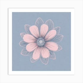 A White And Pink Flower In Minimalist Style Square Composition 63 Art Print